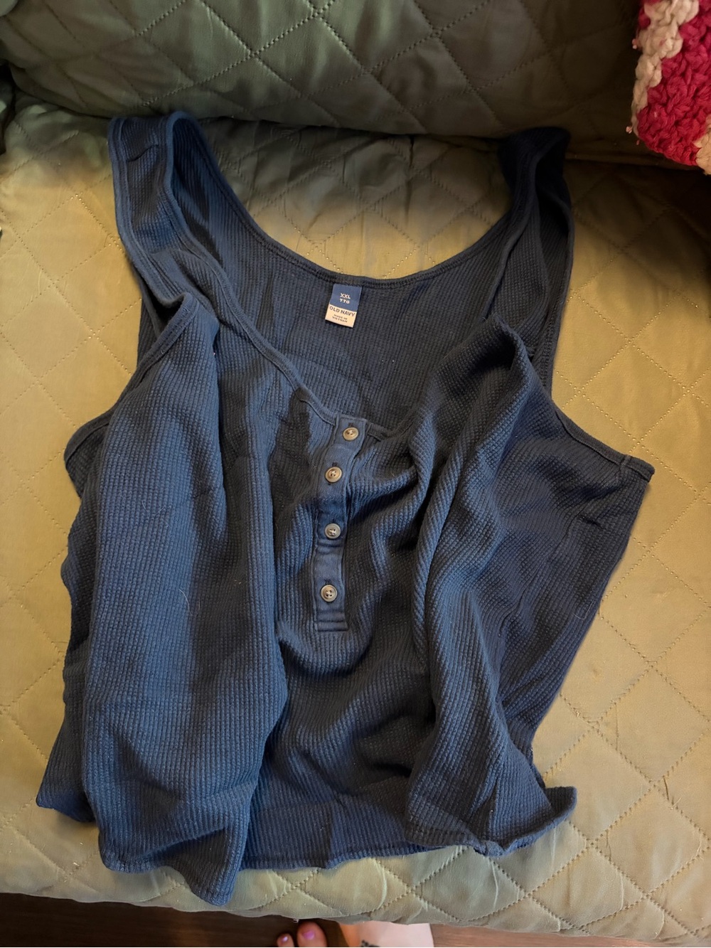 Old Navy Navy Ribbed Henley Tank Top M14